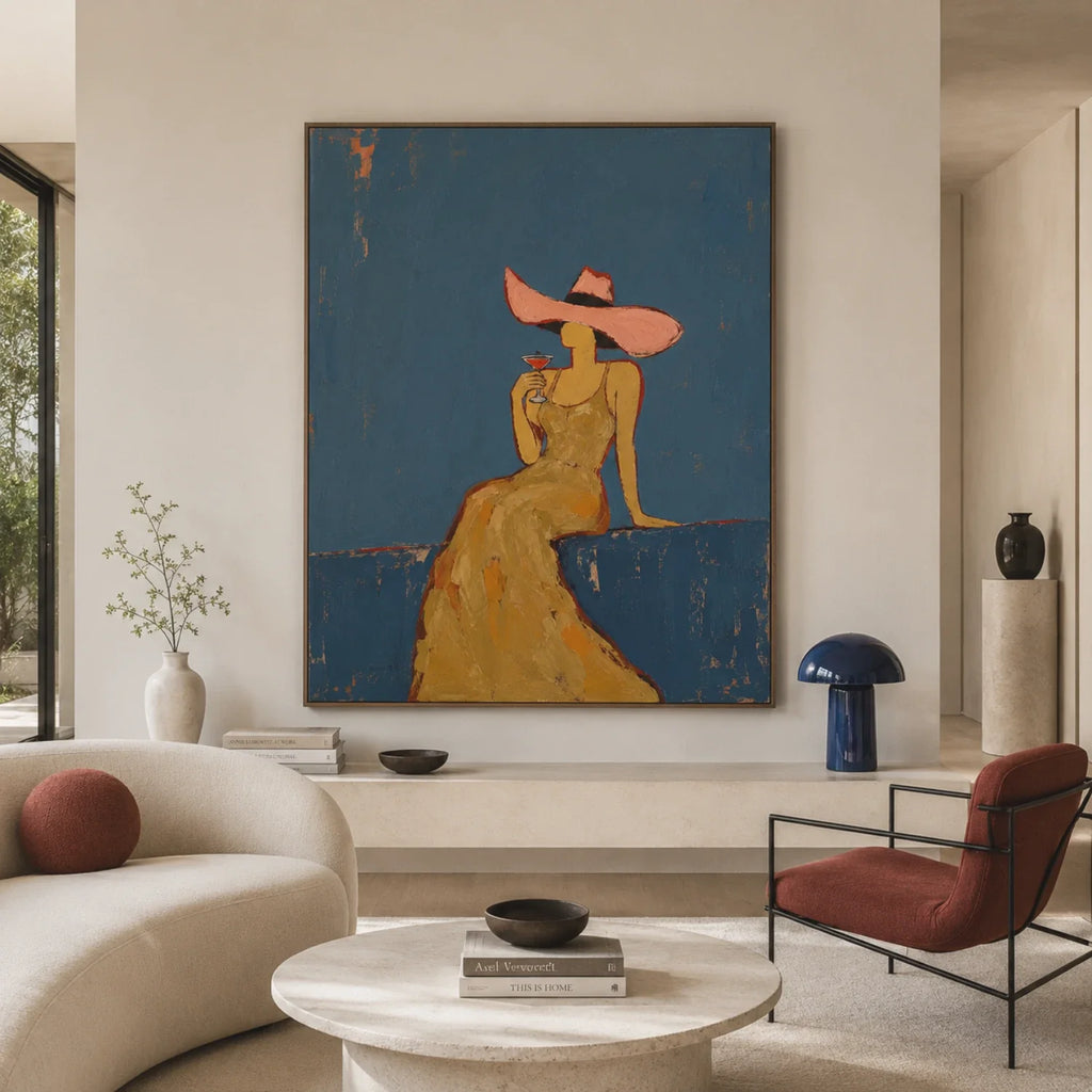 Vintage Americana Art | Azure Hour With Cocktail