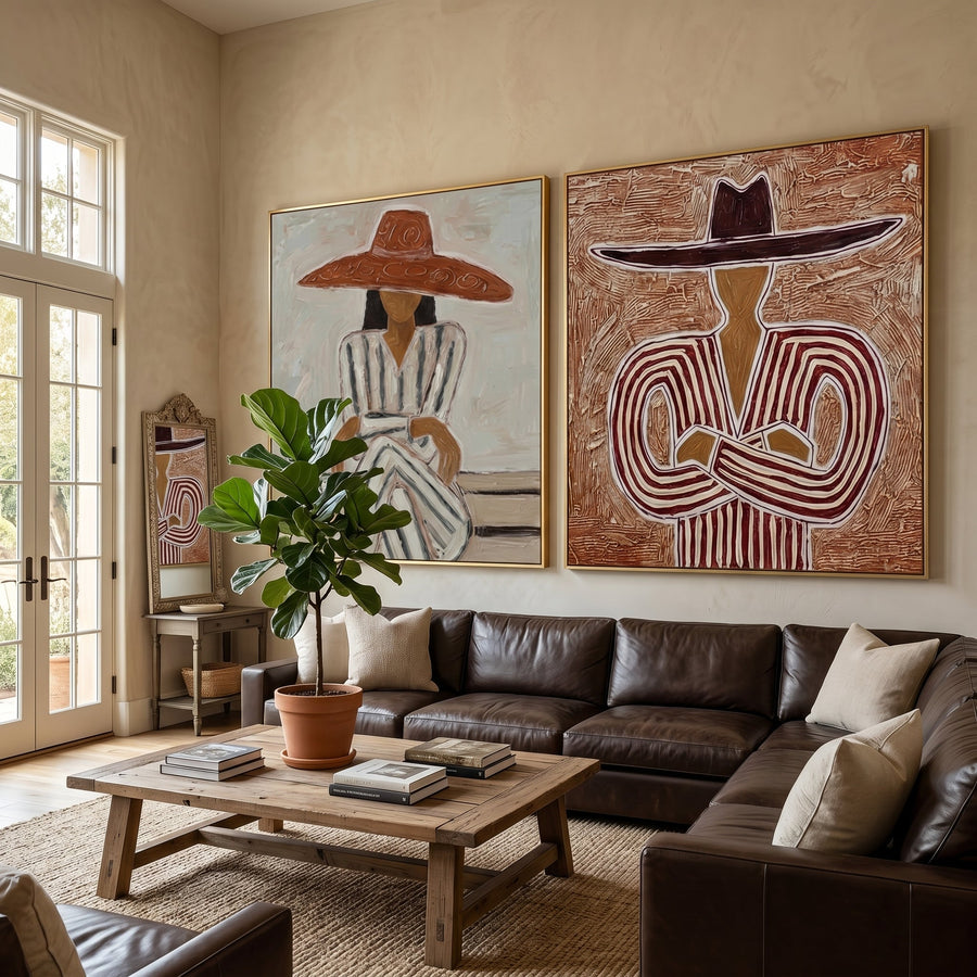 Vintage Americana Art | Duet in Ochre