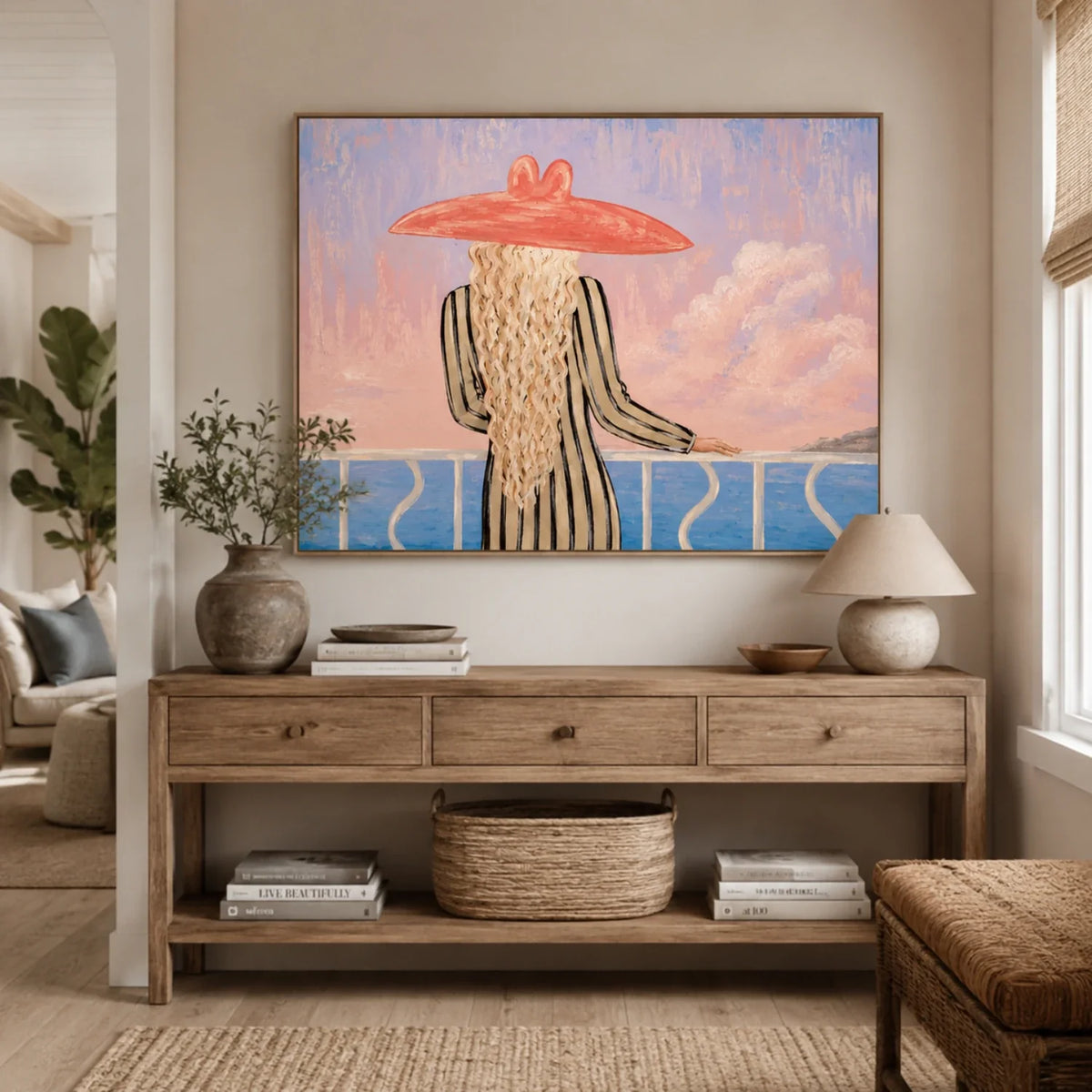 Vintage Americana Art | Blush Sea Gaze
