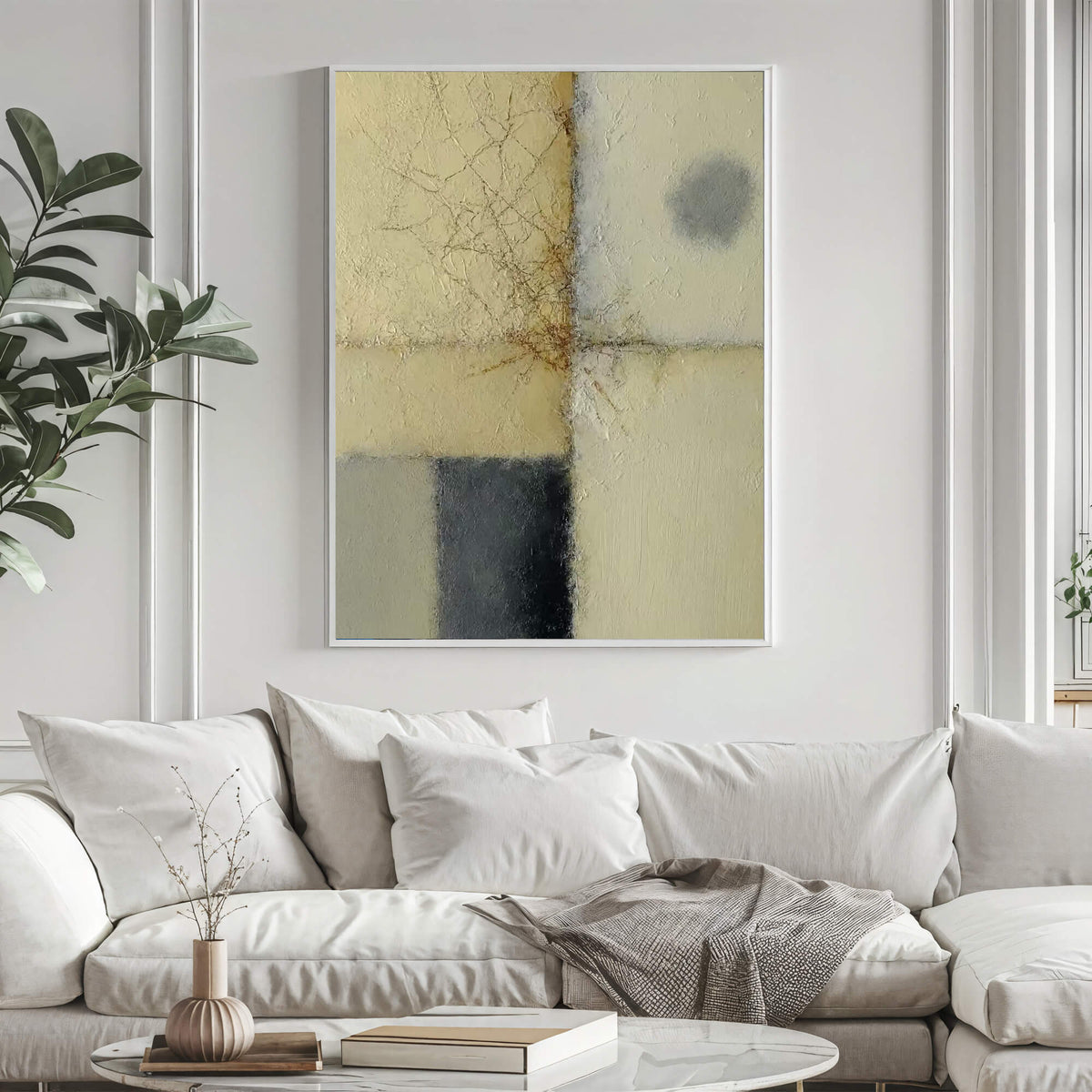 Wabi-Sabi Art | Cracked Neutral Grid