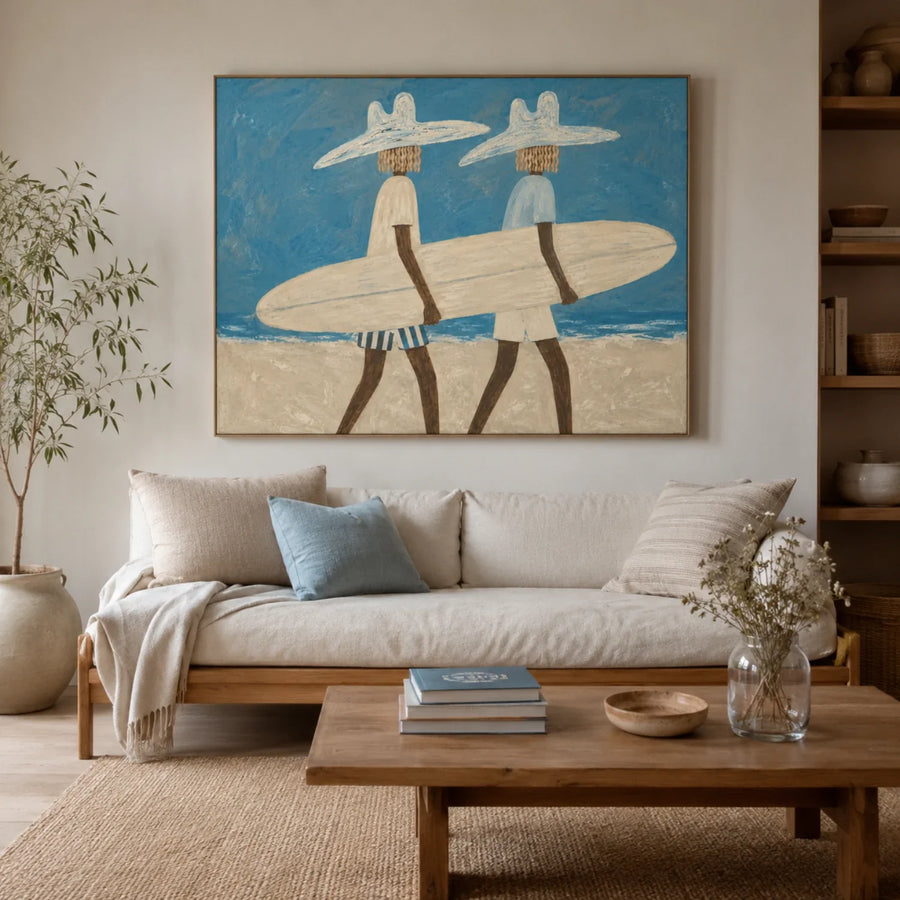 Vintage Americana Art | Coastal Cowboy Surfers