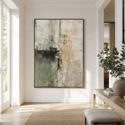 Wabi‑Sabi Art｜Sage Green Beige Textured Abstract Wall Painting