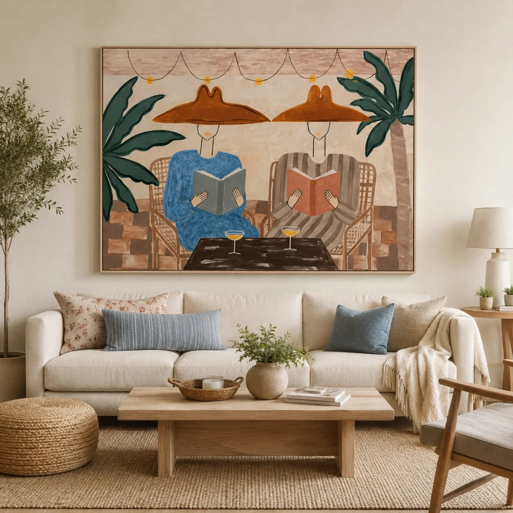 Vintage Americana Art | Tropical Reading Pair