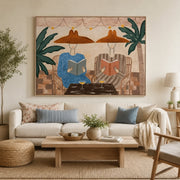 Vintage Americana Art | Tropical Reading Pair