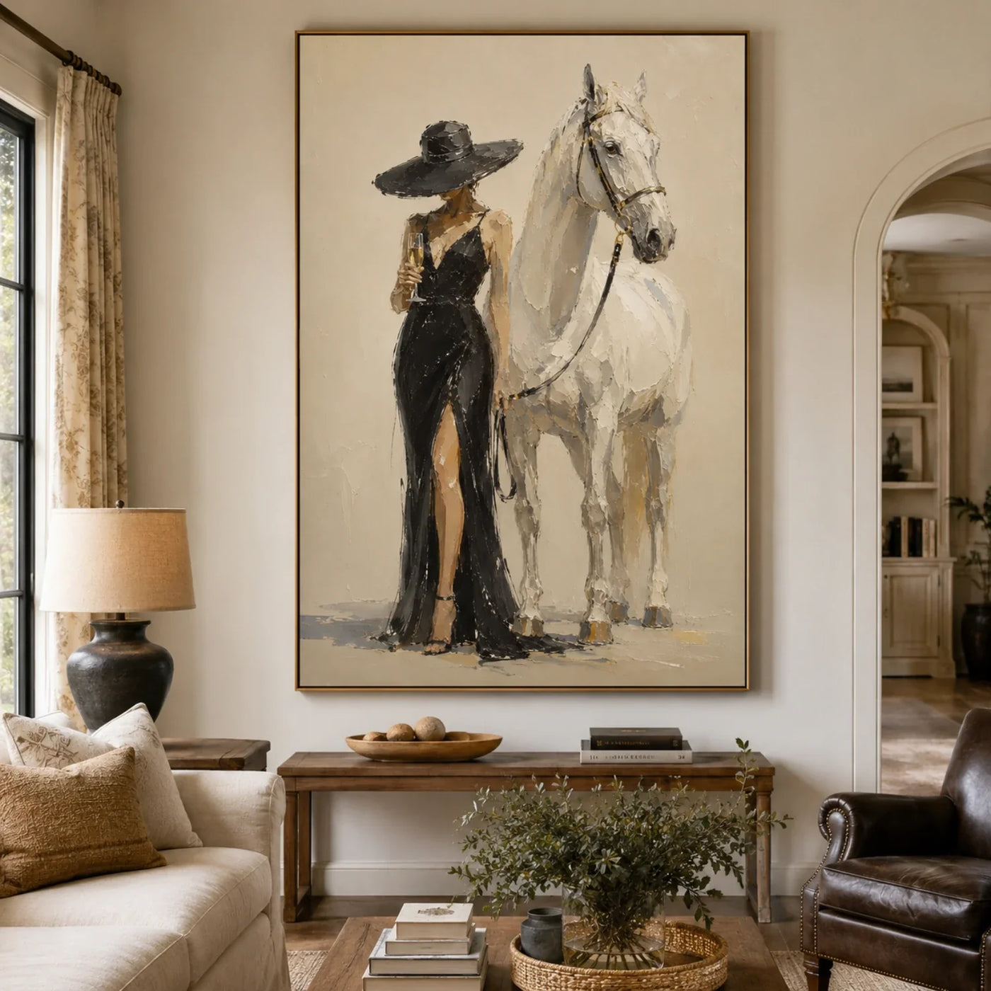 Vintage Americana Art | Champagne White Steed