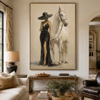 Vintage Americana Art | Champagne White Steed