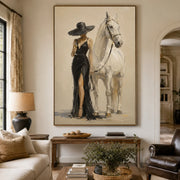 Vintage Americana Art | Champagne White Steed