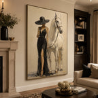 Vintage Americana Art | Champagne White Steed