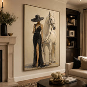 Vintage Americana Art | Champagne White Steed