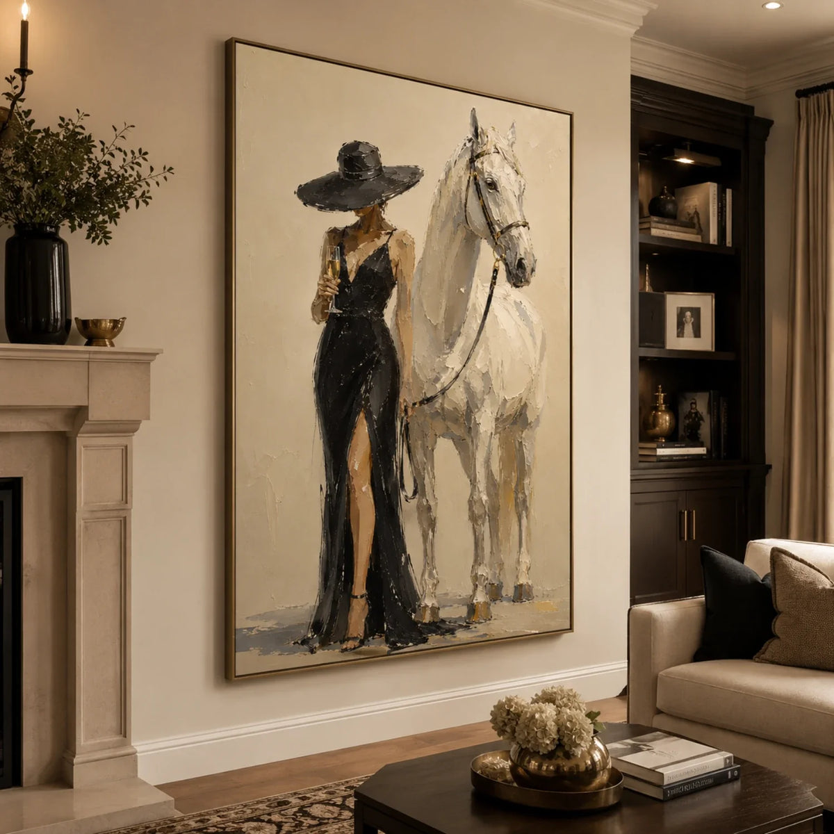 Vintage Americana Art | Champagne White Steed