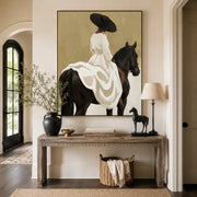 Vintage Americana Art | White Gown Horse Rider
