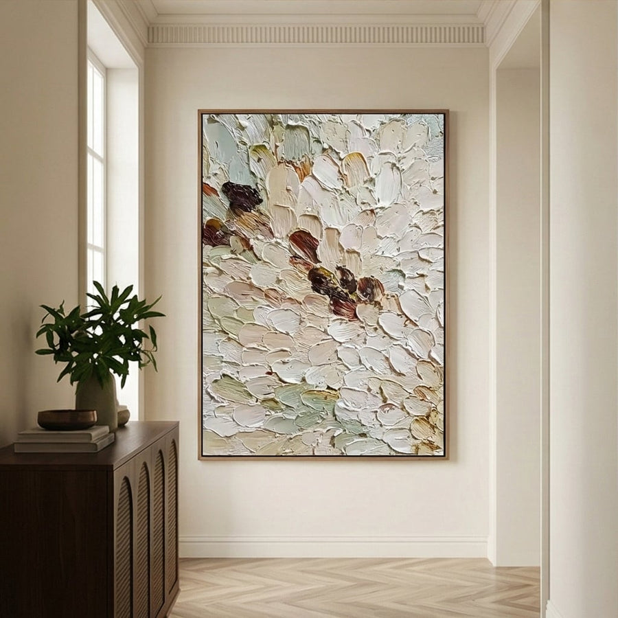3D textured Art | Ivory Petal Drift