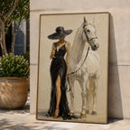 Vintage Americana Art | Champagne White Steed