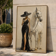 Vintage Americana Art | Champagne White Steed