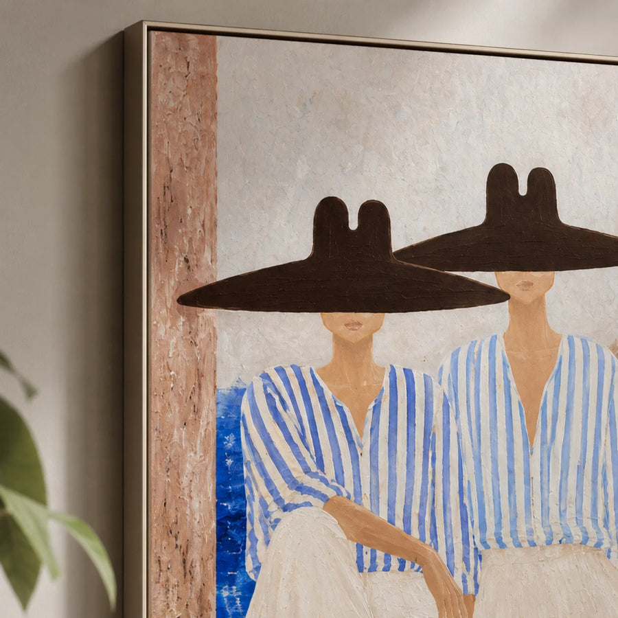 Vintage Americana Art | Seaside Hat Pair