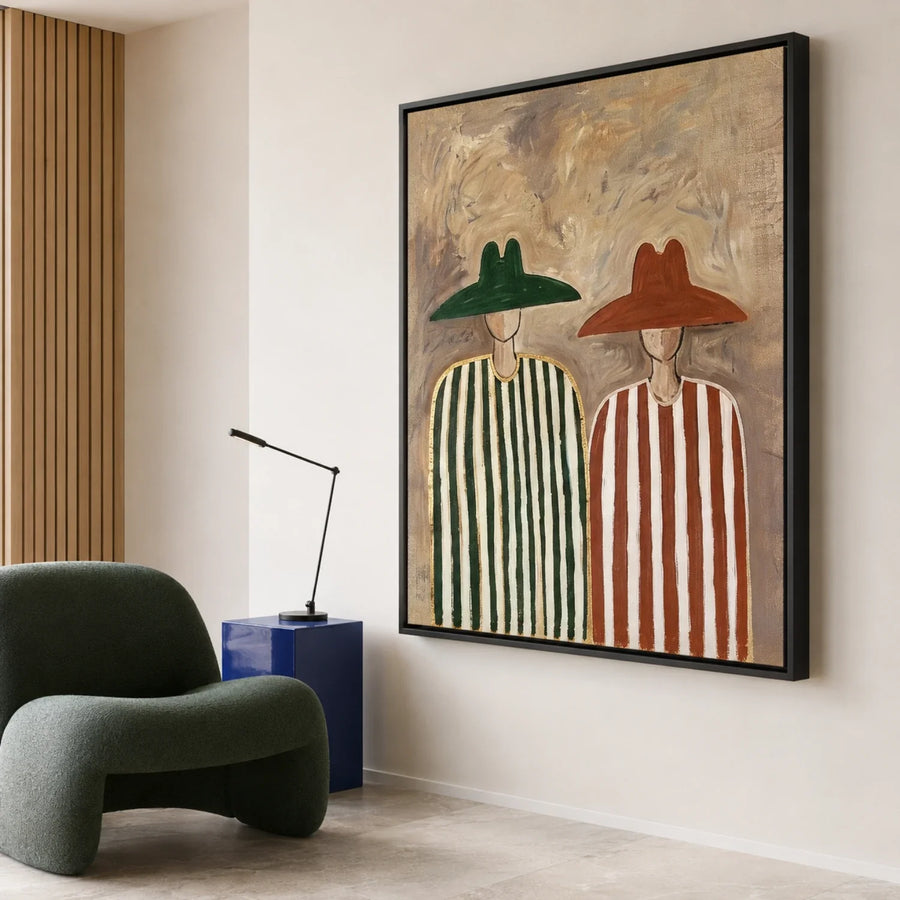 Vintage Americana Art | Two Wanderers In Stripes