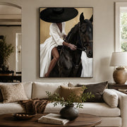 Vintage Americana Art | Hat & Dark Steed
