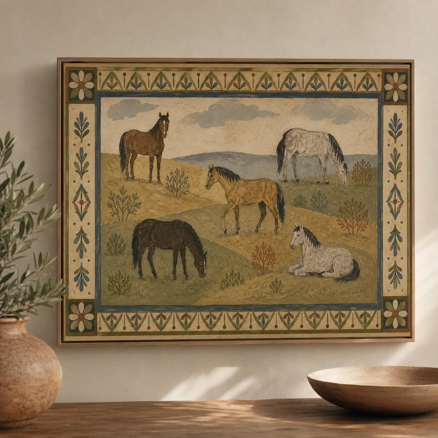 Vintage Americana Art |  Hilltop Horses