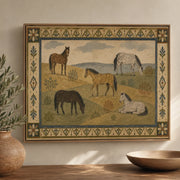 Vintage Americana Art |  Hilltop Horses