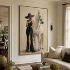 Vintage Americana Art | Champagne White Steed