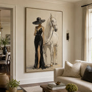Vintage Americana Art | Champagne White Steed