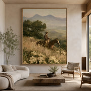 Vintage Americana Art | Meadow Twilight Horseman