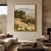 Vintage Americana Art | Meadow Twilight Horseman
