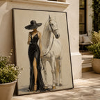 Vintage Americana Art | Champagne White Steed