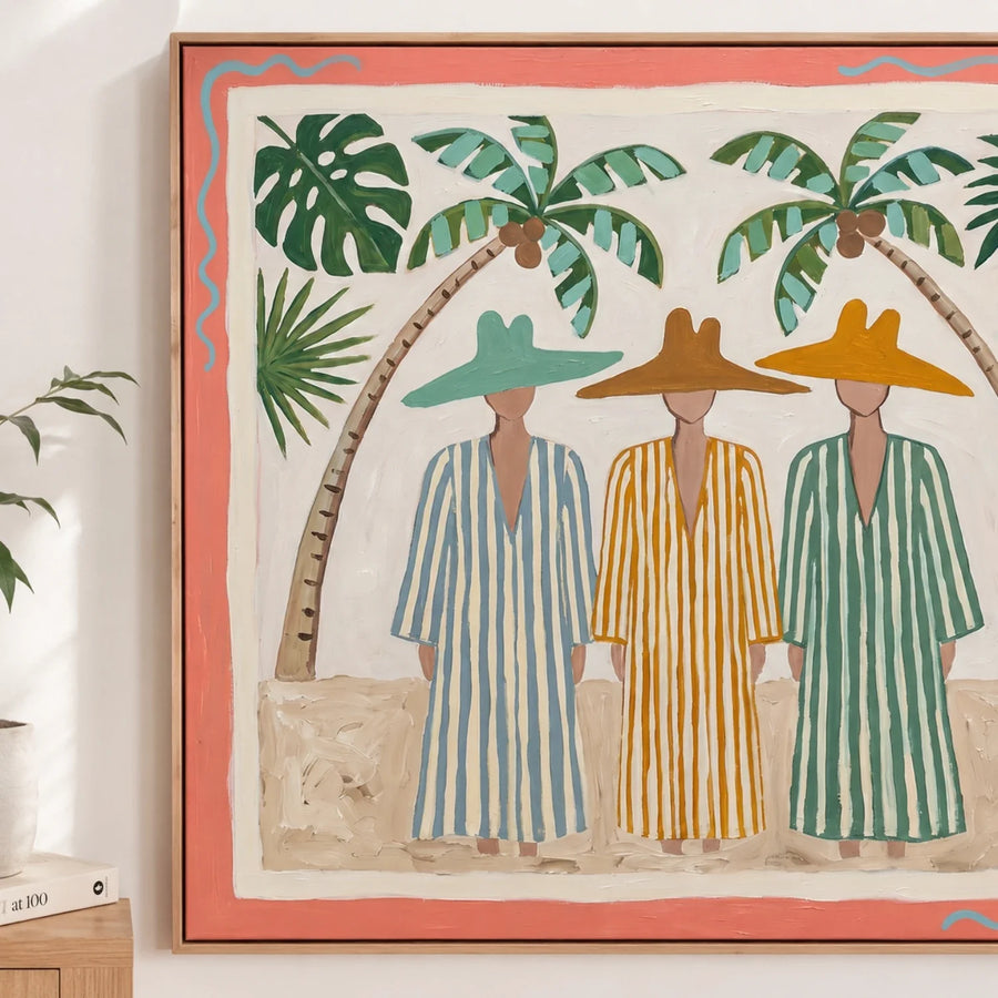 Vintage Americana Art | Tropical Trio Gathering