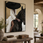 Vintage Americana Art | Hat & Dark Steed