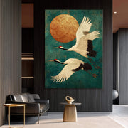 Impressionist Art | Moonlit Crane Dance