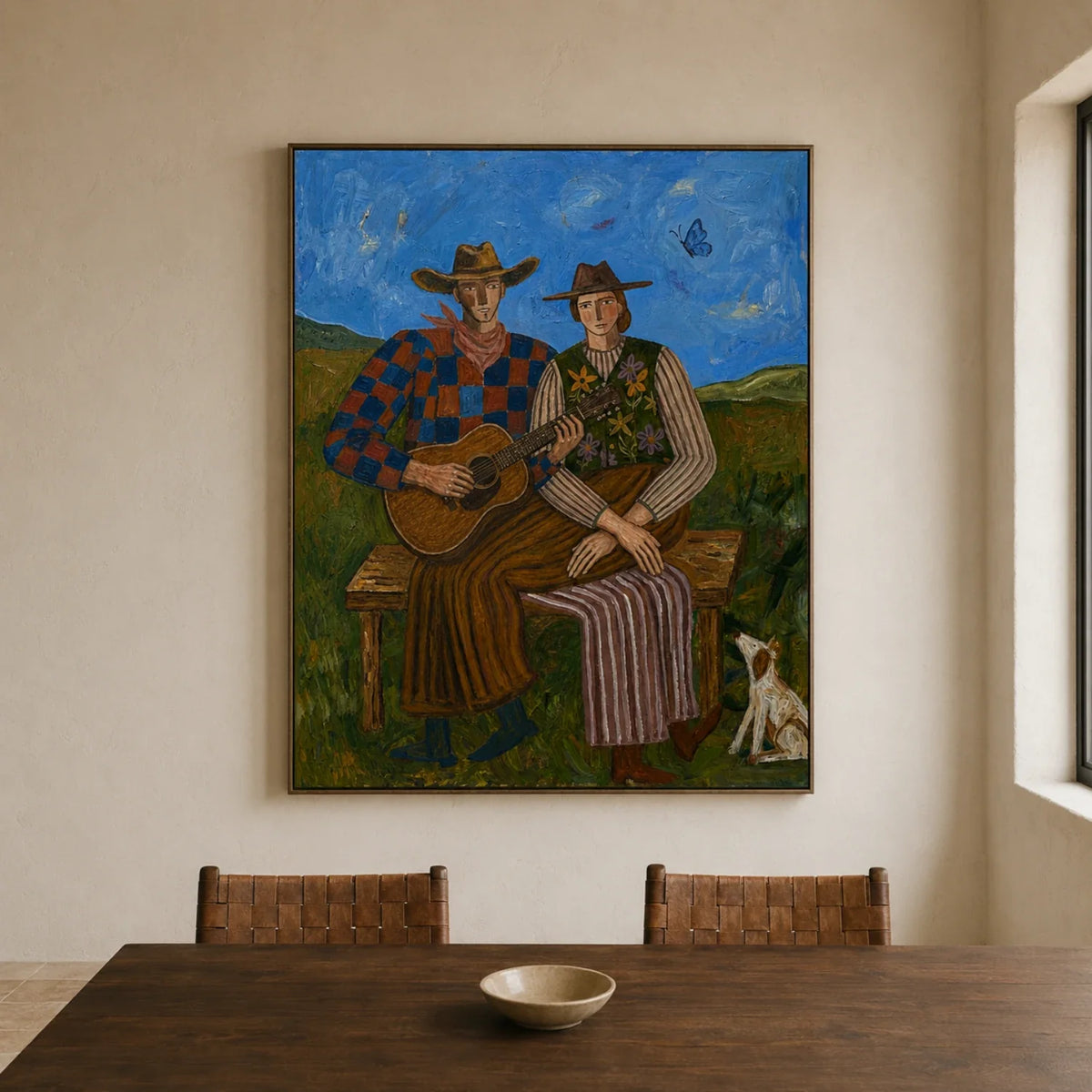 Vintage Americana Art | Prairie Guitar Duet