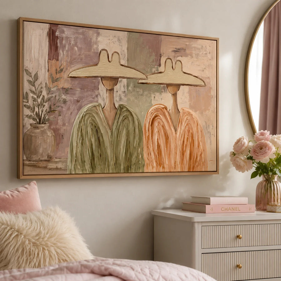 Vintage Americana Art | Neutral Hat Companions