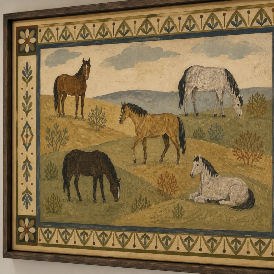 Vintage Americana Art |  Hilltop Horses
