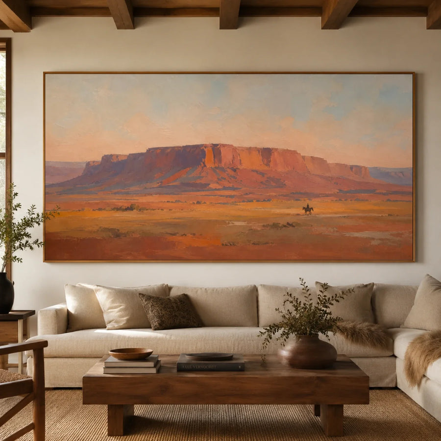 Vintage Americana Art | The Last Rider Beneath the Mesa