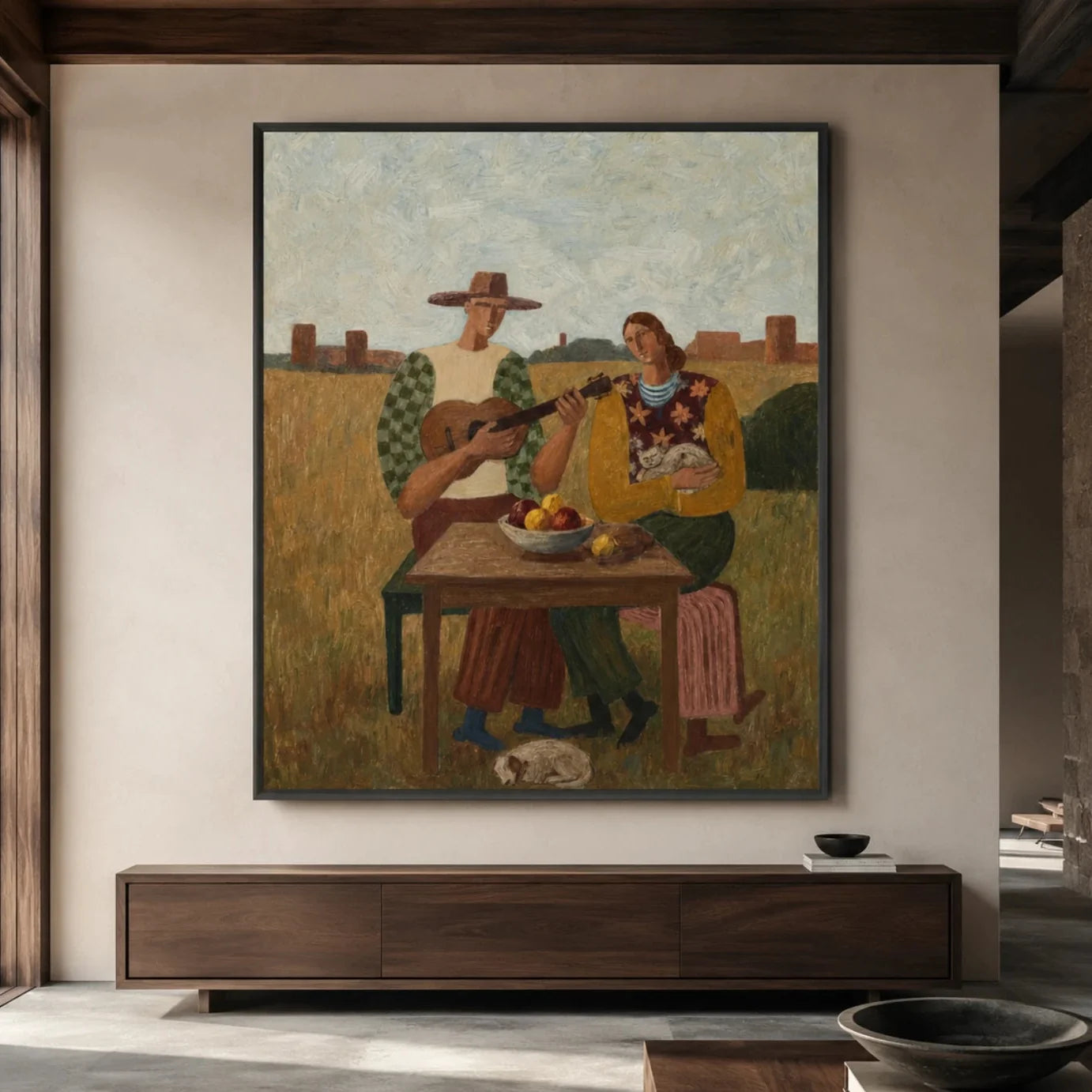 Vintage Americana Art | Prairie Folk Guitar Serenade