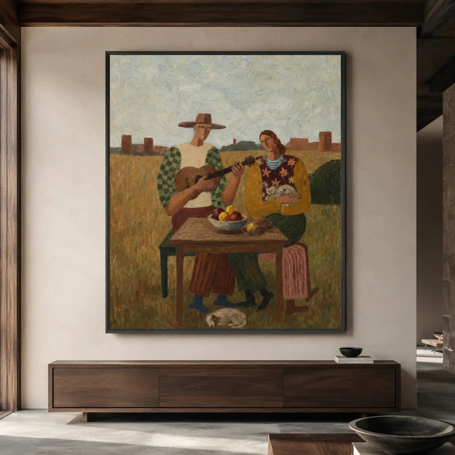 Vintage Americana Art | Prairie Folk Guitar Serenade