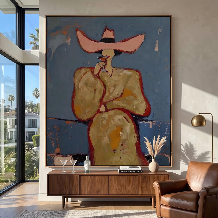 POP Art | Pink cowboy hat woman drinking cocktail