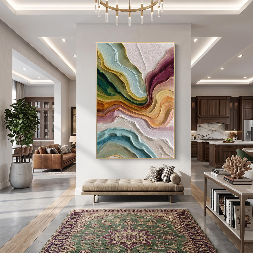 3D-Textured Art｜Multicolor Layer Flow Abstract Wall Painting