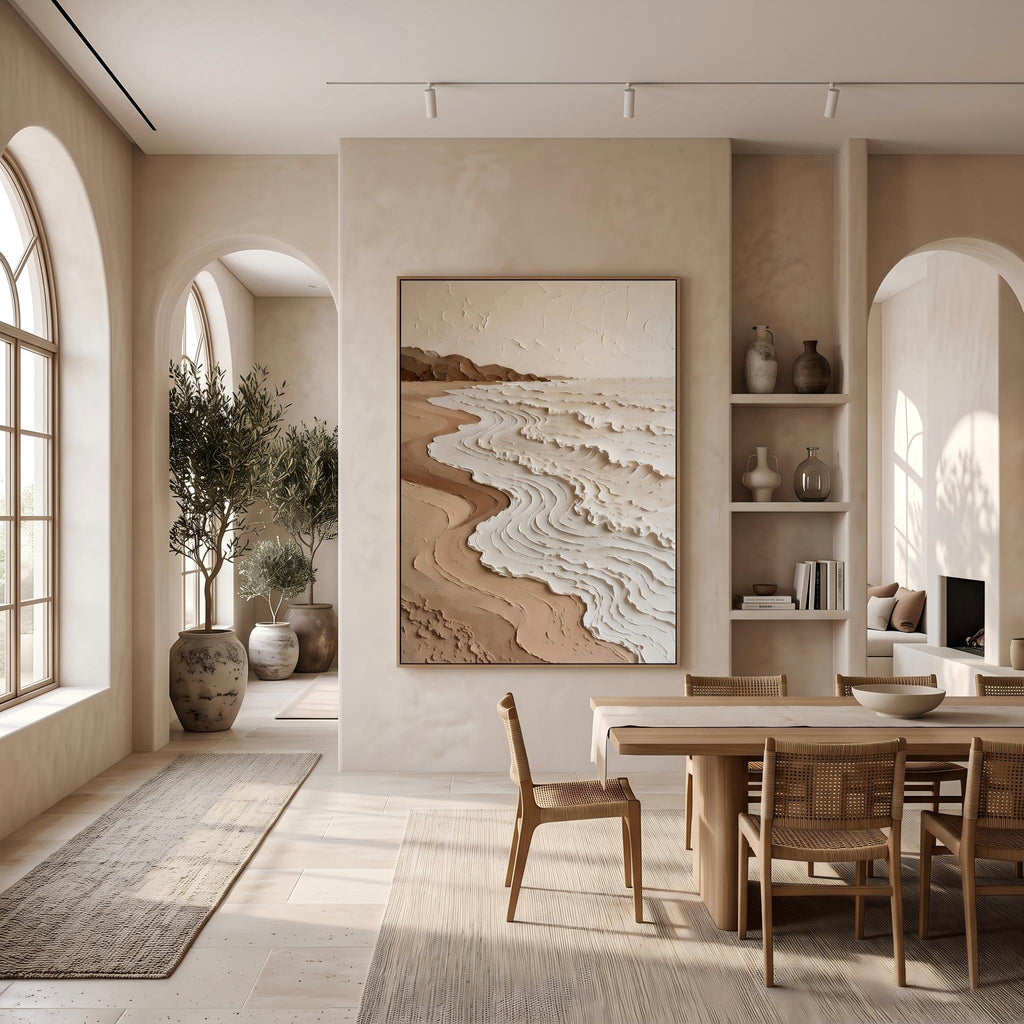 Wabi‑Sabi Art｜Neutral Tones Stereoscopic Seaside Wall Decor