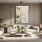3D-Textured Art｜Vertical Impasto White Flower Wall Art