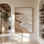 Wabi‑Sabi Art｜Neutral Tones Stereoscopic Seaside Wall Decor