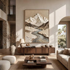Wabi‑Sabi Art｜Thick Impasto Mountain Valley Canvas Print