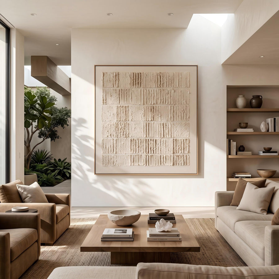 Wabi-Sabi Art｜Cream Block Relief Abstract Wall Art