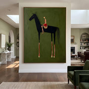 Abstract Art｜Black Horse & Rider Wall Art