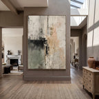 Wabi‑Sabi Art｜Sage Green Beige Textured Abstract Wall Painting