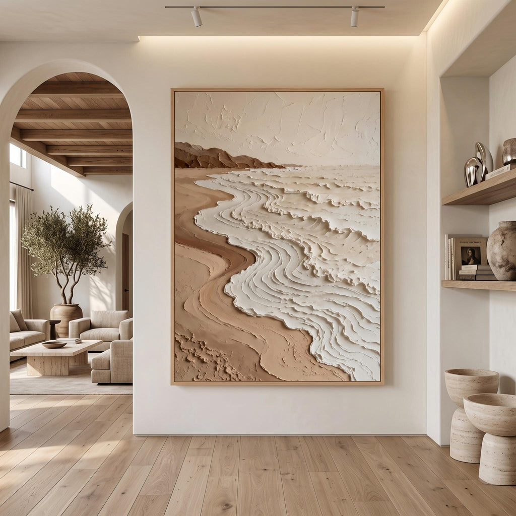 Wabi‑Sabi Art｜Neutral Tones Stereoscopic Seaside Wall Decor
