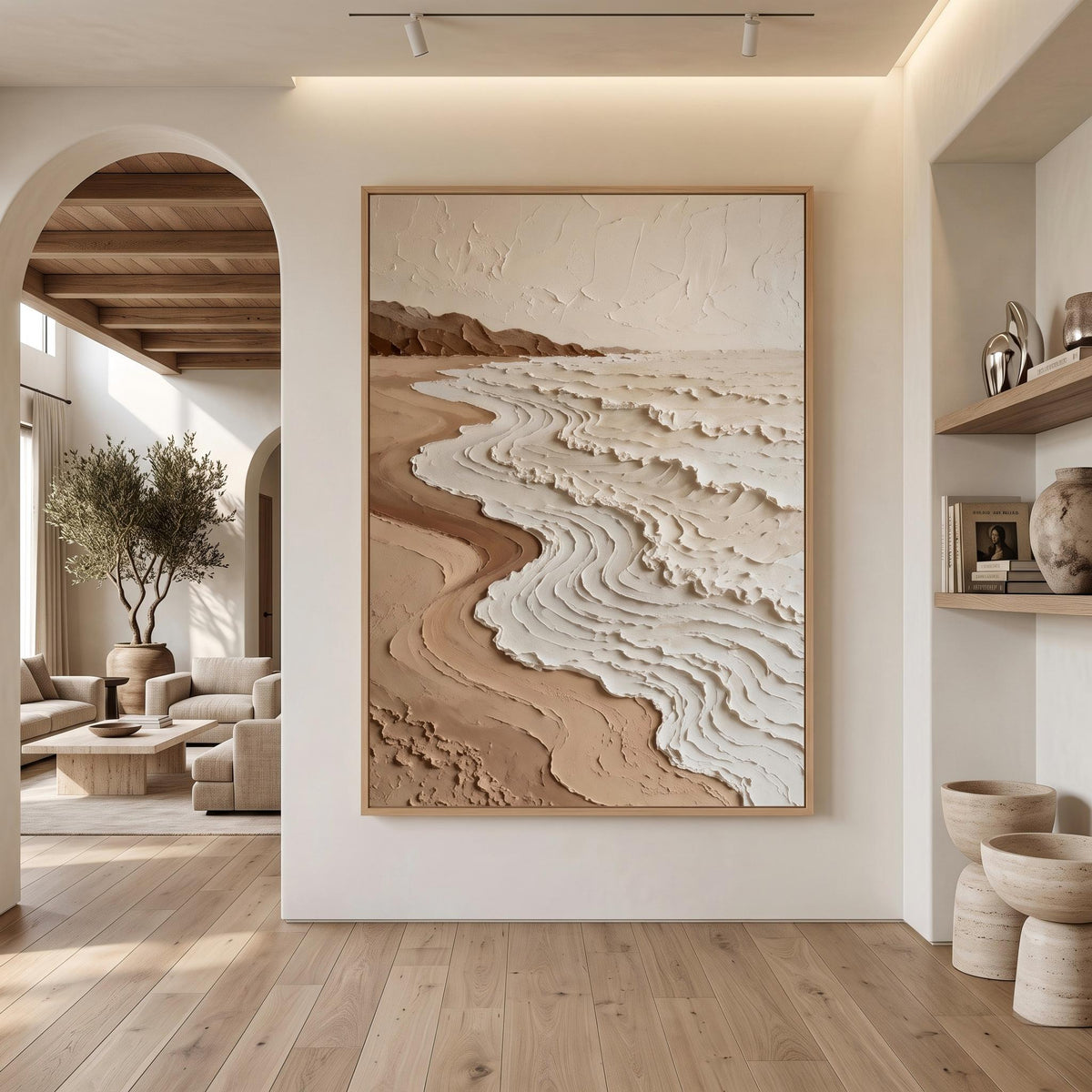 Wabi‑Sabi Art｜Neutral Tones Stereoscopic Seaside Wall Decor