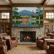 Impressionist Art | Lakeside Village Serenity