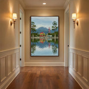 Impressionist Art | Lakeside Village Serenity
